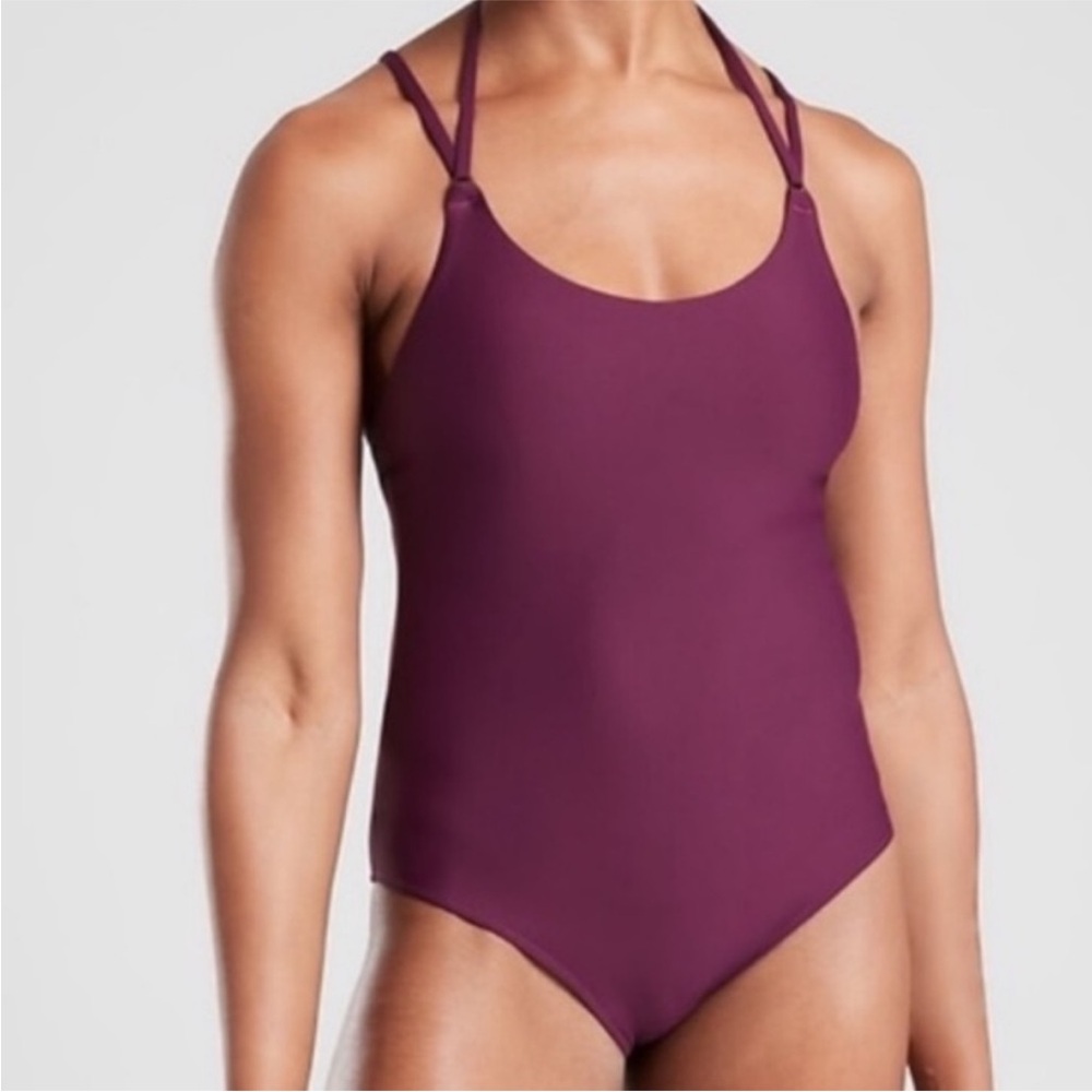 NWT ATHLETA Keyhole One Piece Purple Plum S Small